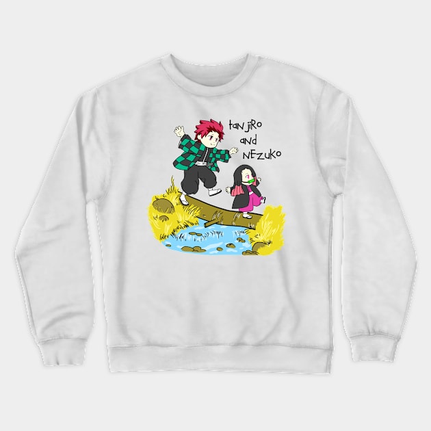 Tanjiro and Nezuko Crewneck Sweatshirt by Illustrasikuu